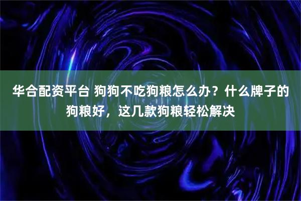 华合配资平台 狗狗不吃狗粮怎么办？什么牌子的狗粮好，这几款狗粮轻松解决